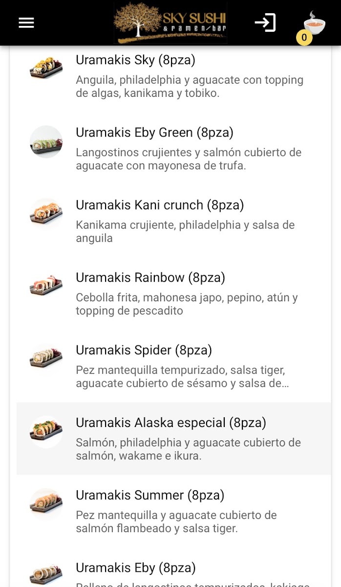 Sky Sushi & Ramen Bar Recoletos Photo Menu 3