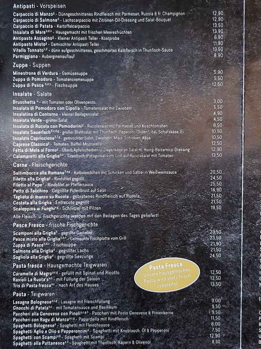 Restaurant La Ruotas Ristoro Italiano Photo Menu 3
