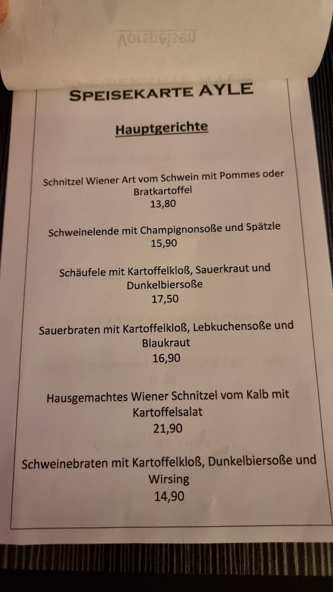 AYLE Restaurant Photo Menu 1