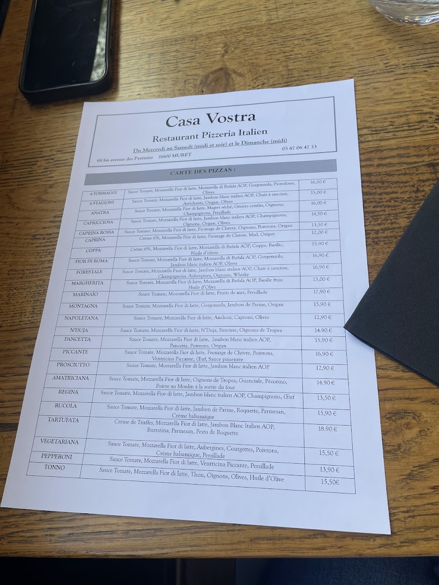 Casa Vostra Photo Menu 2
