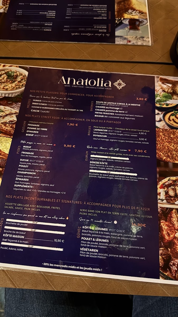 Anatolia Restaurant - Troyes Photo Menu 2
