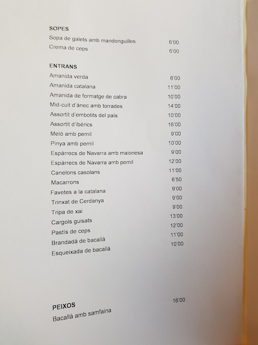 Hostal Dolcet Photo Menu 5