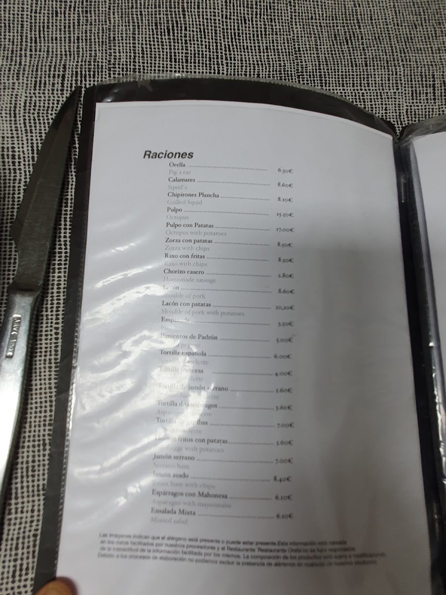 Bar Restaurante Orella Photo Menu 10