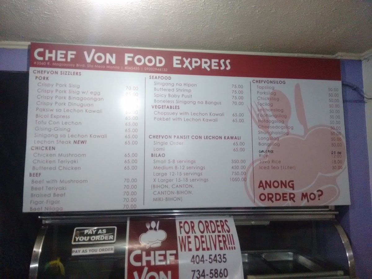Chef Von Sta. Mesa Photo Menu 1