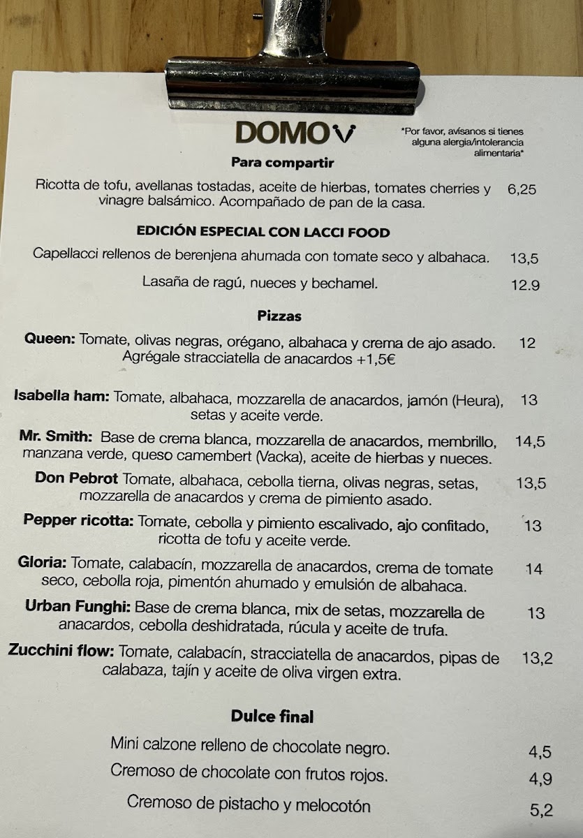Pizzeria artesana Domo Photo Menu 1