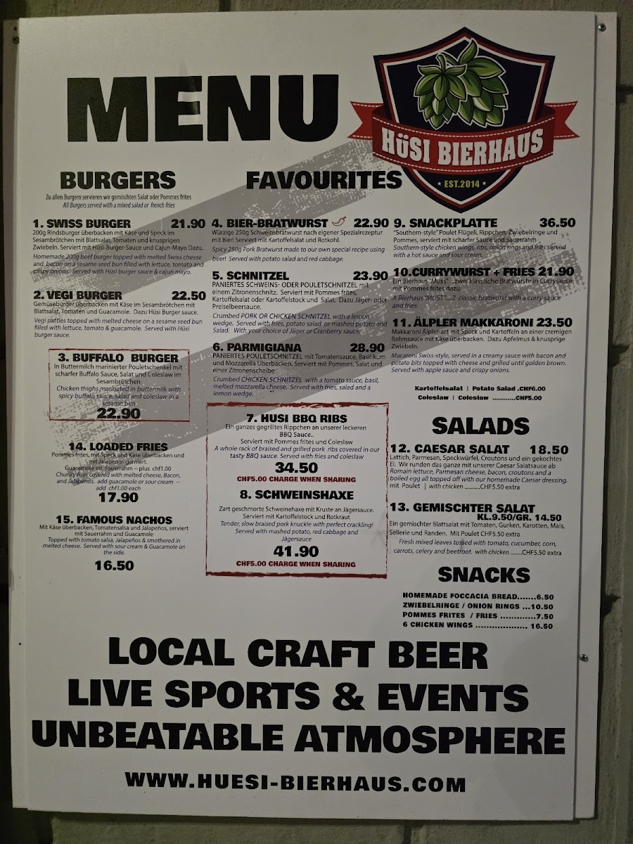 Hüsi Bierhaus Photo Menu 1