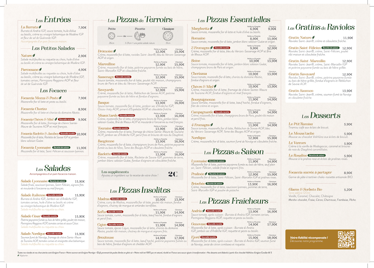 Basilic & Co - pizzas de terroirs - Annecy Photo Menu 1
