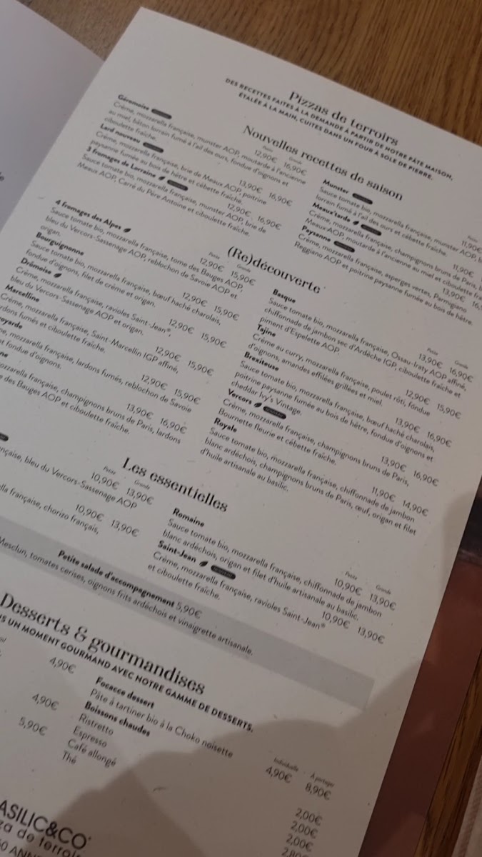 Basilic & Co - pizzas de terroirs - Annecy Photo Menu 6