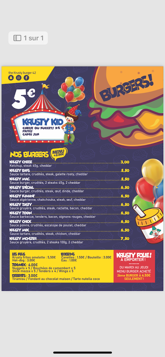 The Krusty burger Photo Menu 10