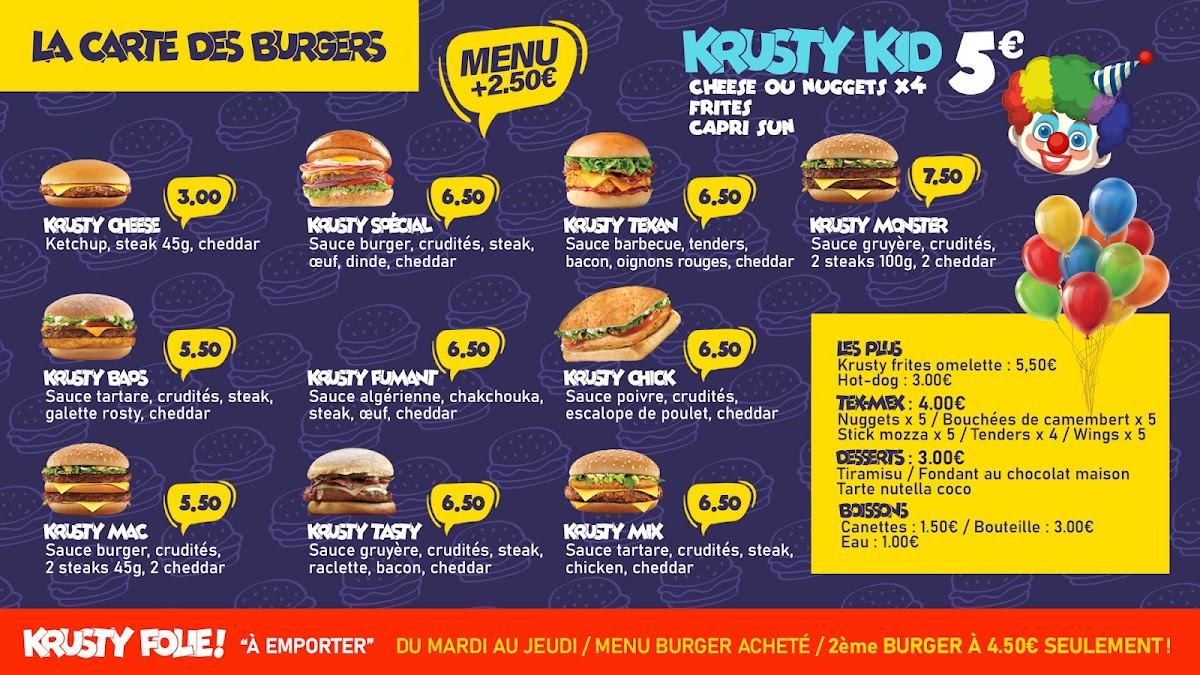 The Krusty burger Photo Menu 2