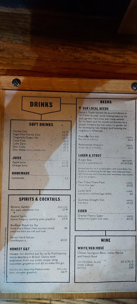 Honest Burgers Camden Photo Menu 10