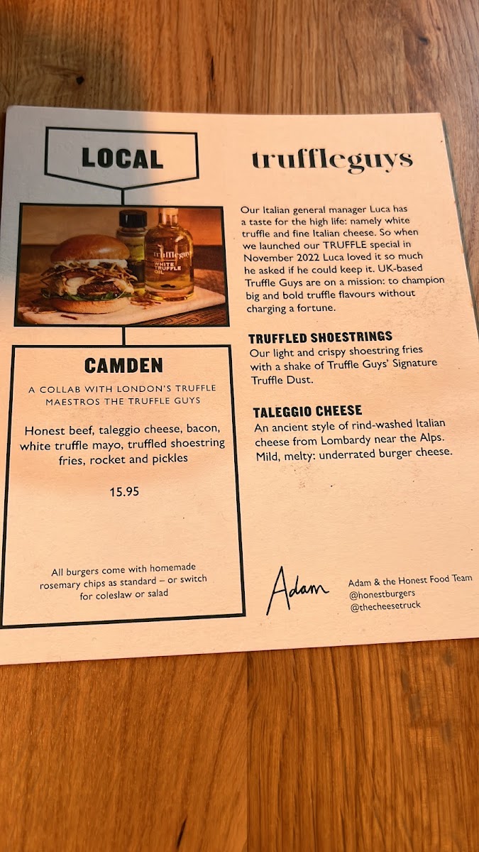 Honest Burgers Camden Photo Menu 2