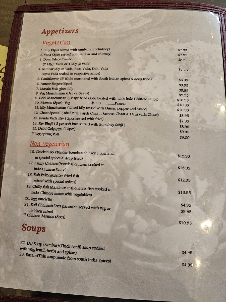 Krishna's Dosa Palace Photo Menu 3