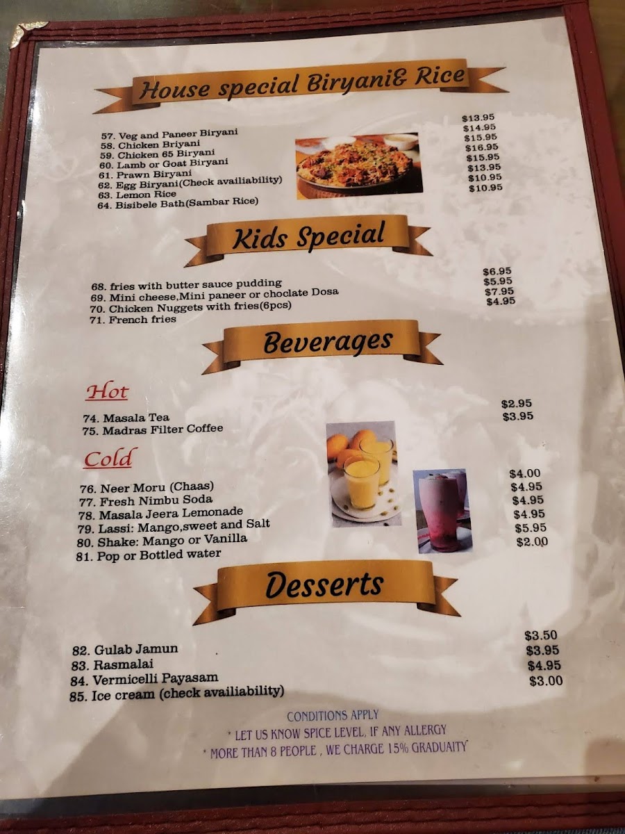 Krishna's Dosa Palace Photo Menu 6