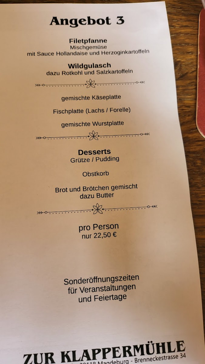 'Zur Klappermühle' Magdeburg Photo Menu 9