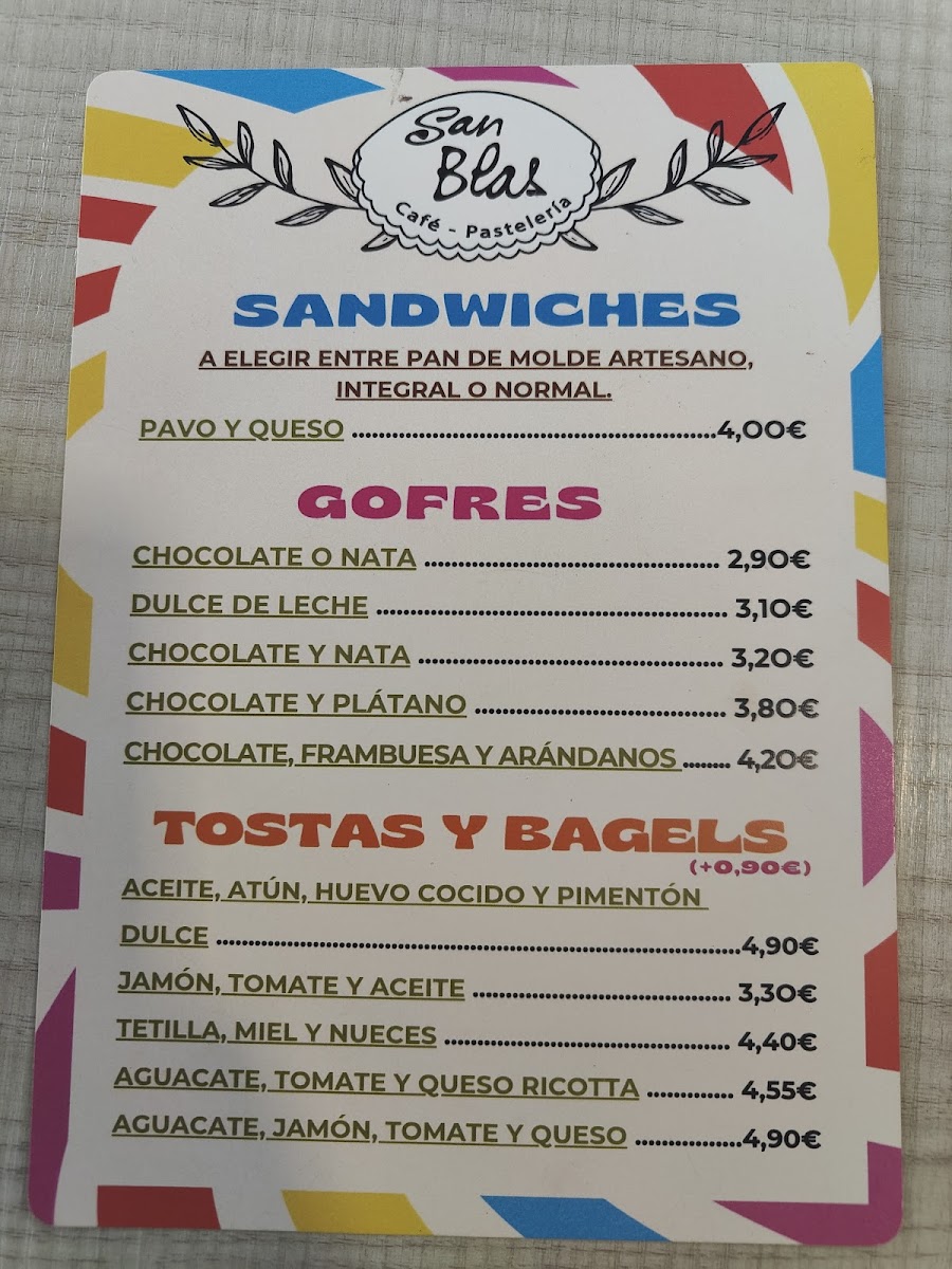 Café Pastelería San Blas Photo Menu 3