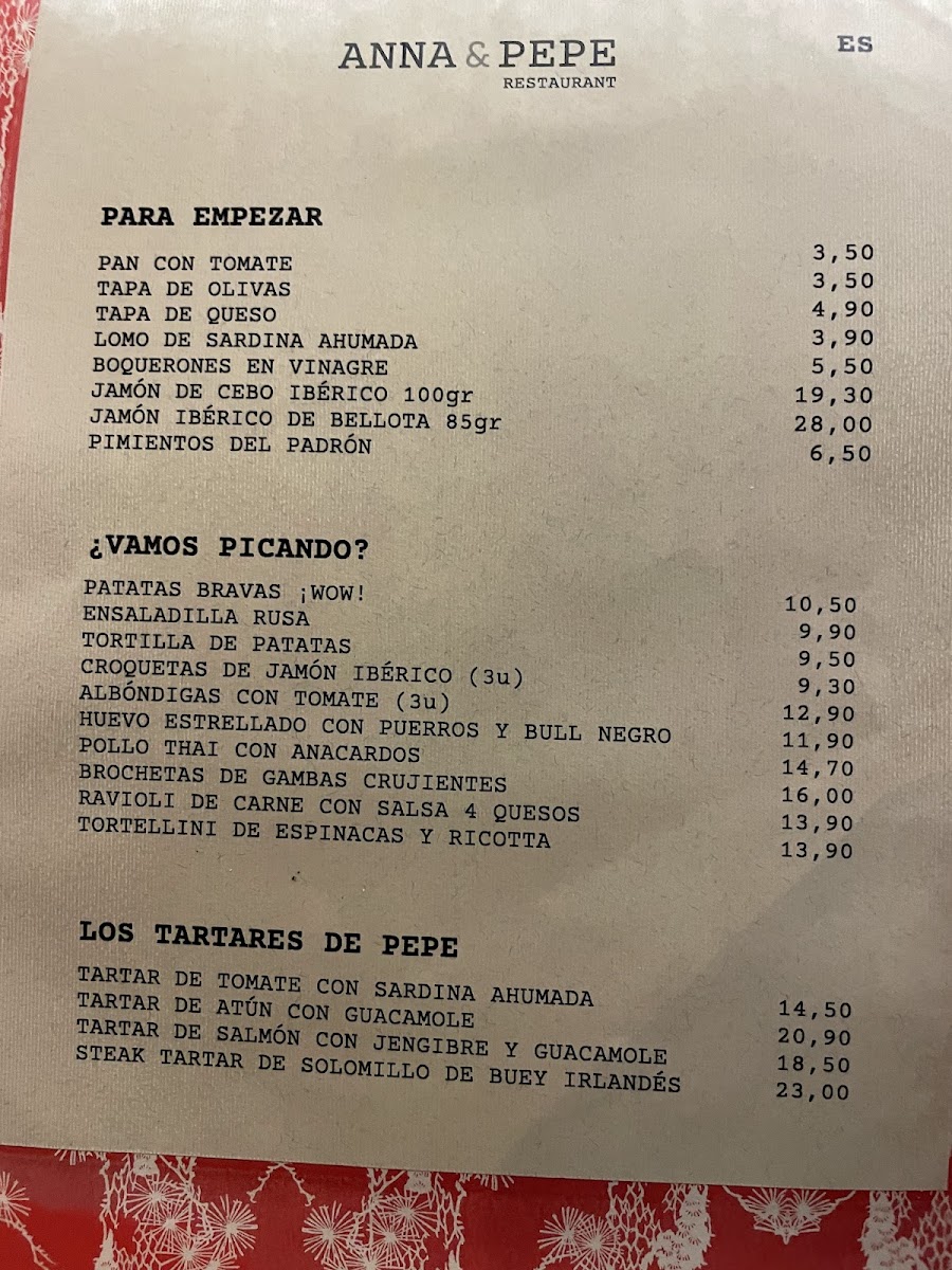 A&P Restaurant Photo Menu 1
