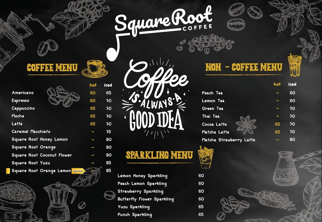 Square Root Coffee Photo Menu 5