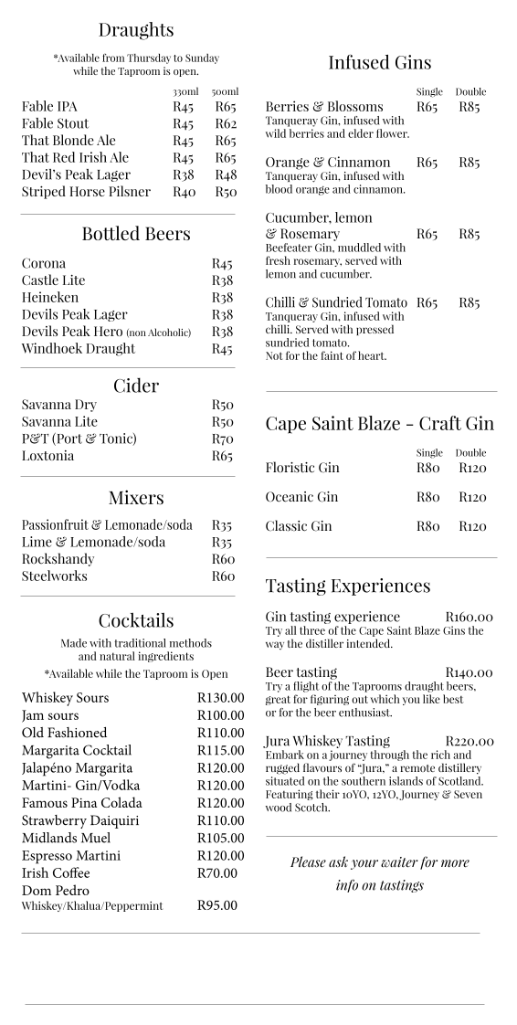 Midlands Fable Taproom Photo Menu 1
