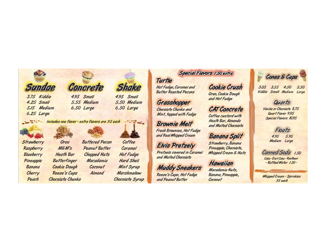 Silky's Frozen Custard Photo Menu 1