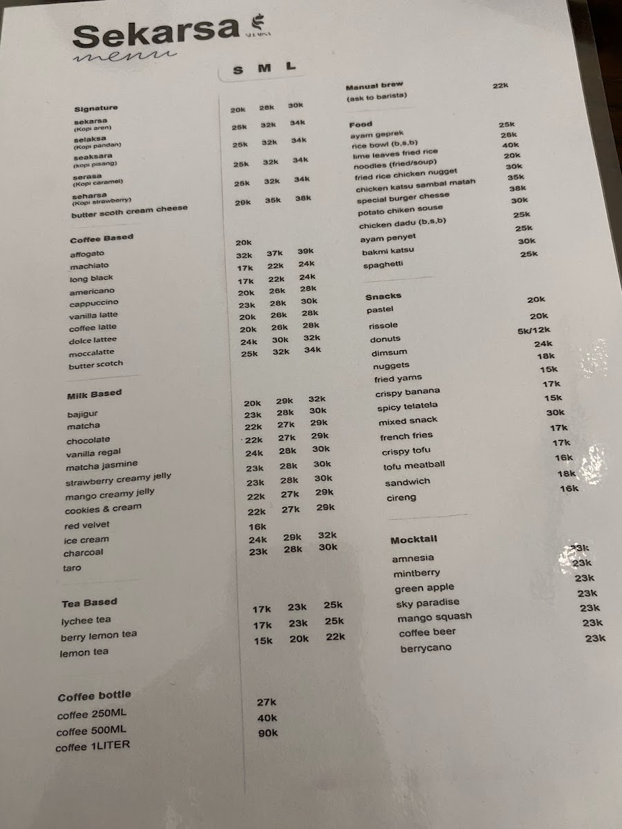 SEKARSA COFFEE AND SPACE Photo Menu 1