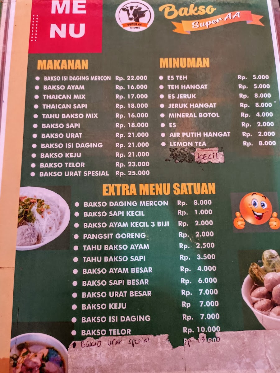 Kedai bakso SUPER AA Photo Menu 1