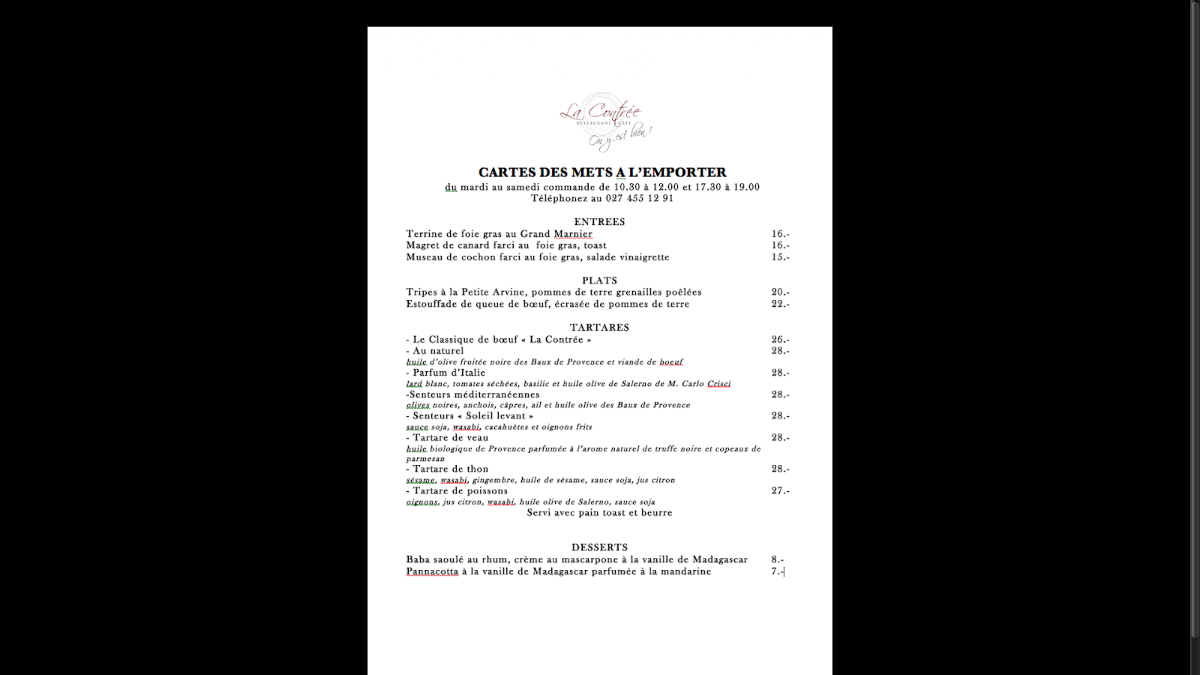 La Contrée Restaurant Photo Menu 6