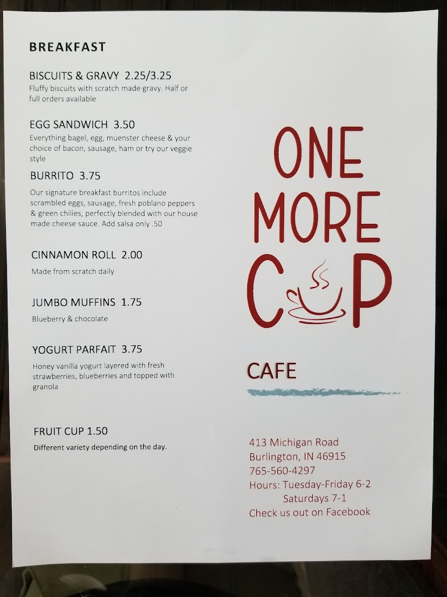 One More Cup Photo Menu 1