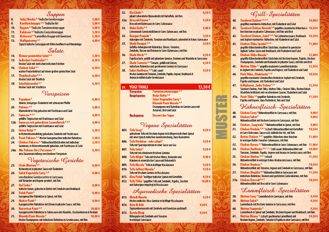 INDIA PALACE/AMBA INDISCHES RESTAURANT Photo Menu 2