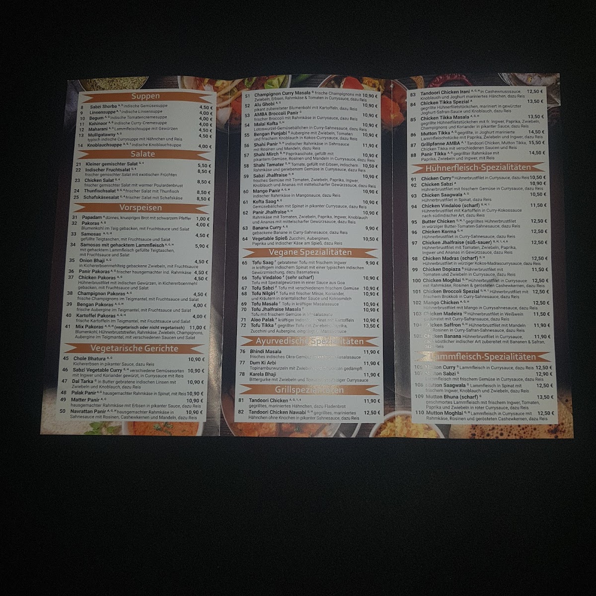 INDIA PALACE/AMBA INDISCHES RESTAURANT Photo Menu 4