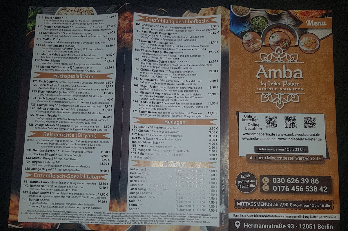 INDIA PALACE/AMBA INDISCHES RESTAURANT Photo Menu 5
