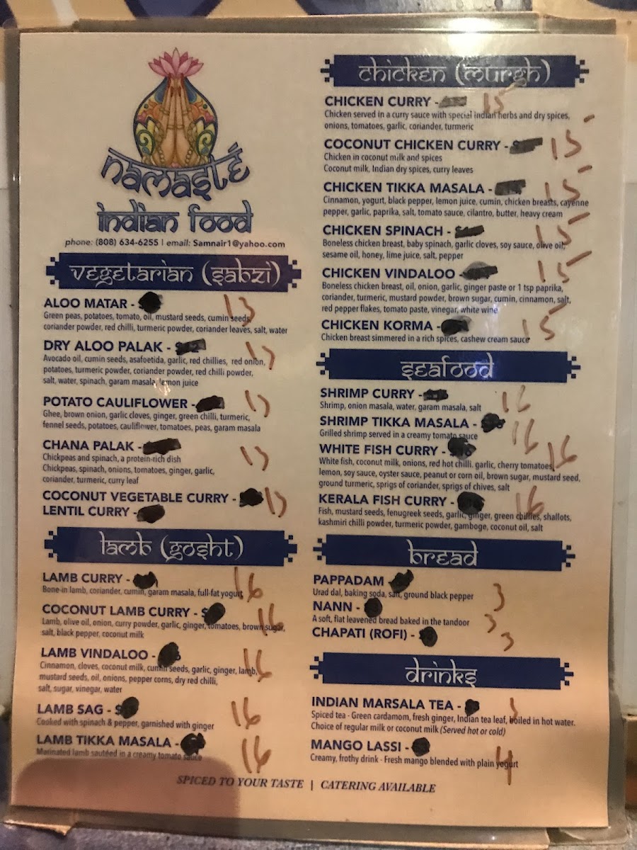 Namaste Indian Food Photo Menu 1