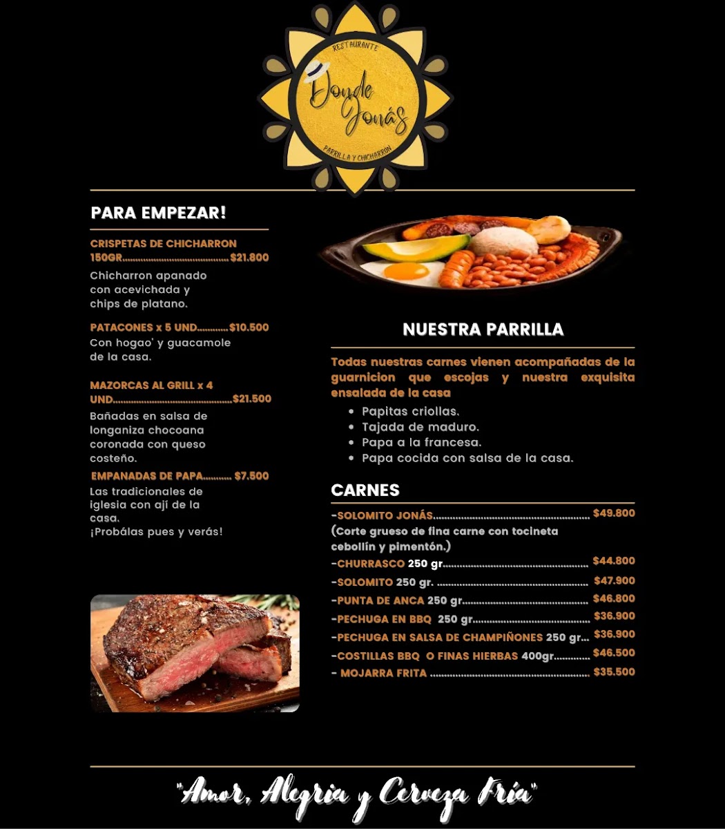 Donde Jonás - Parrilla y Chicharrón Photo Menu 1