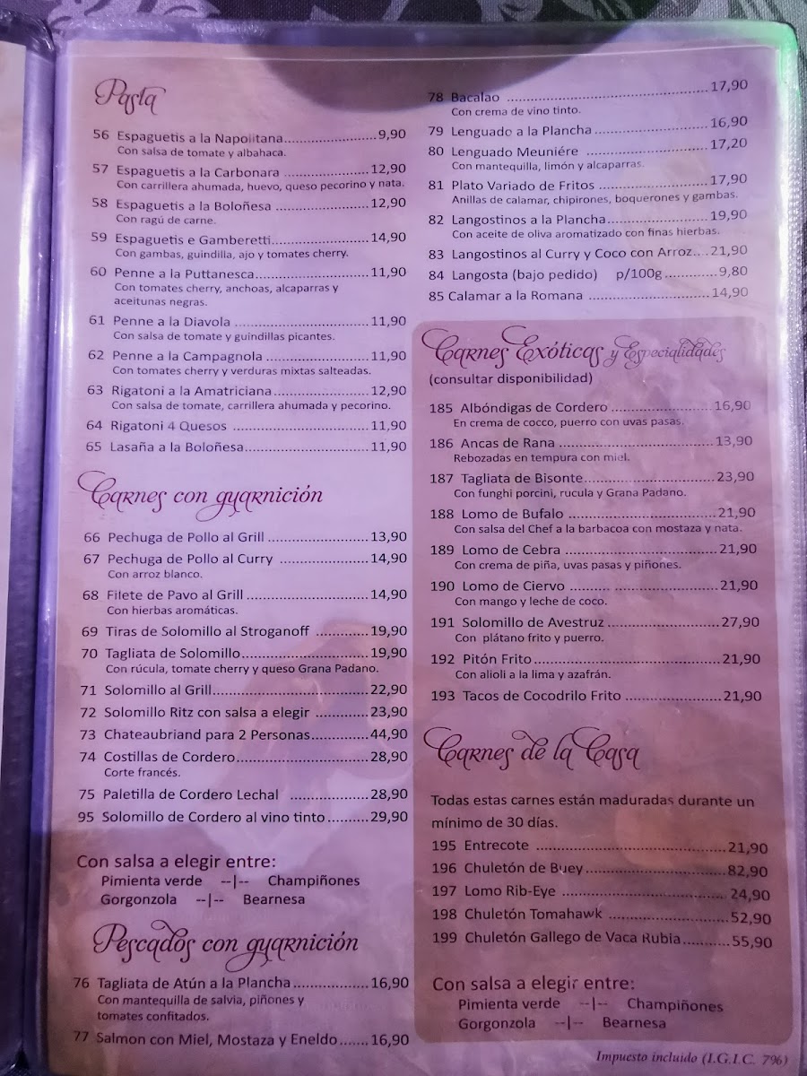 Restaurant Ritz Photo Menu 2