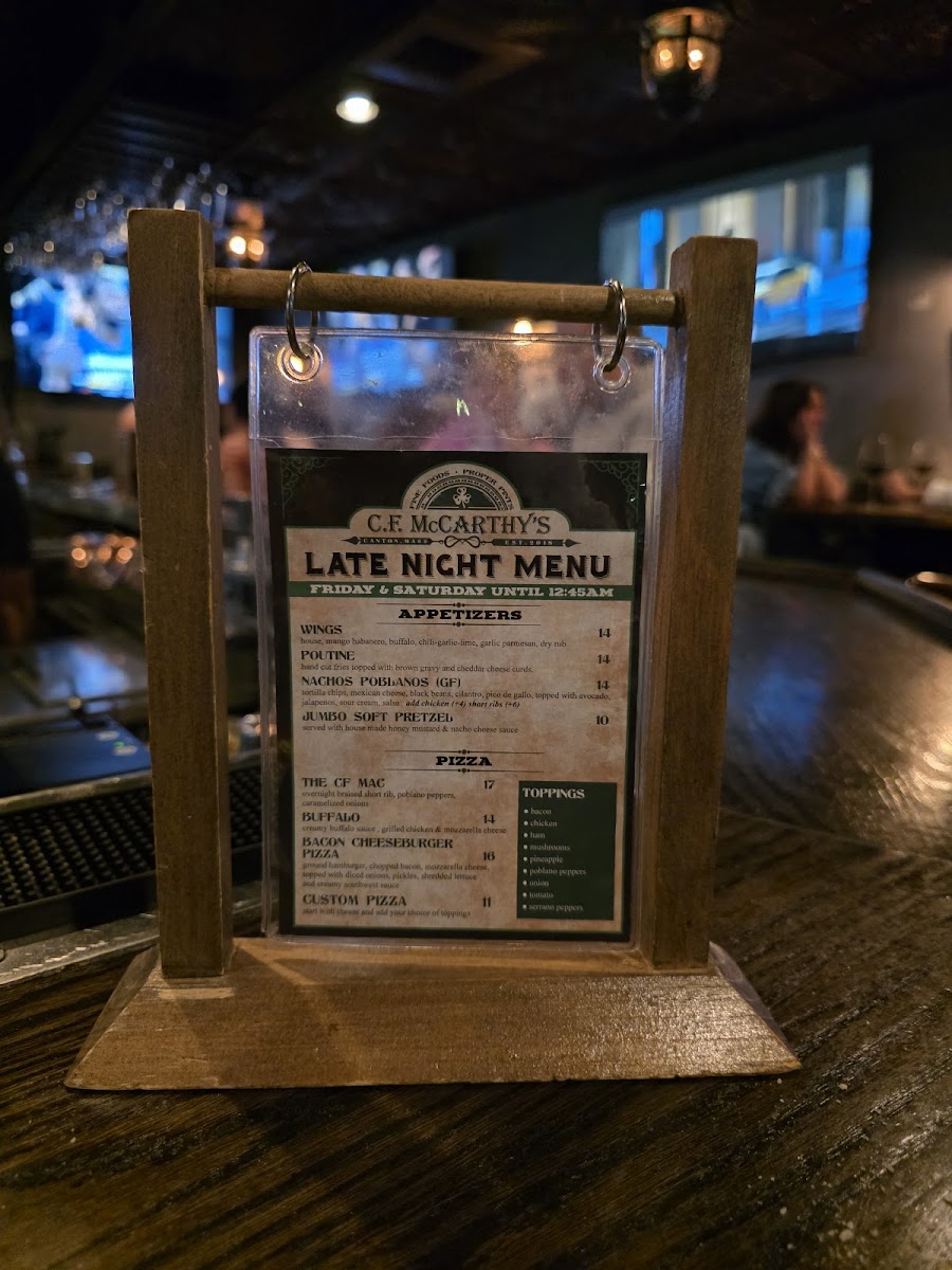 C.F. McCarthy’s Photo Menu 1