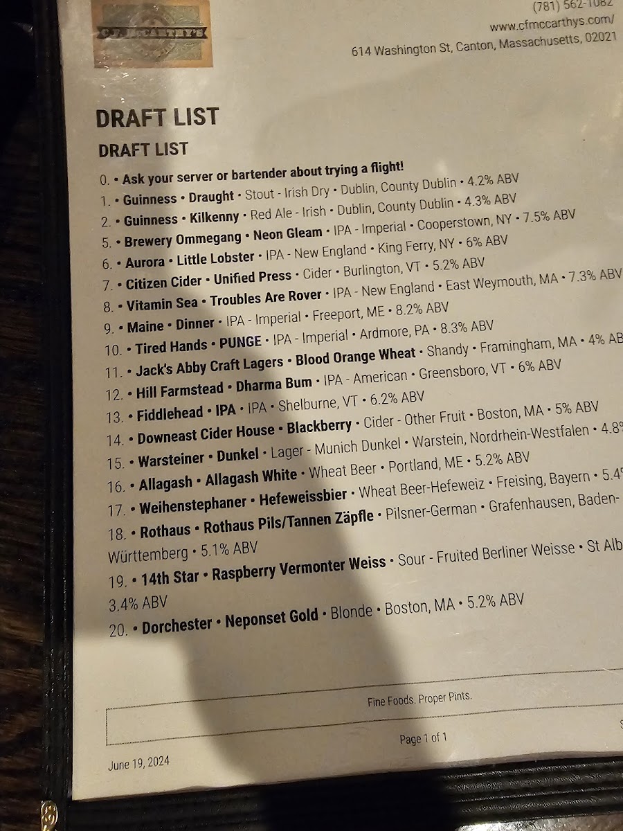 C.F. McCarthy’s Photo Menu 3