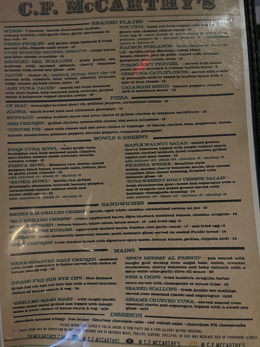 C.F. McCarthy’s Photo Menu 4