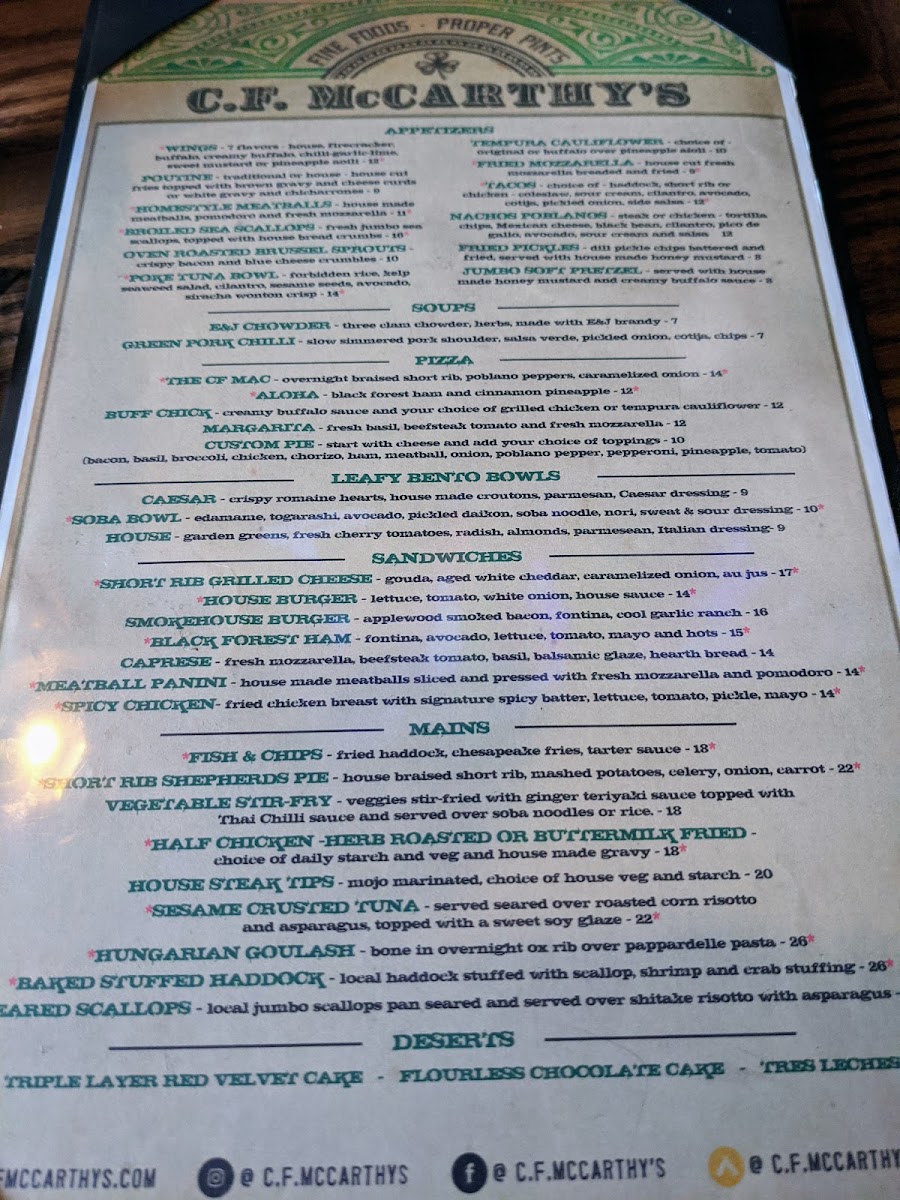 C.F. McCarthy’s Photo Menu 6