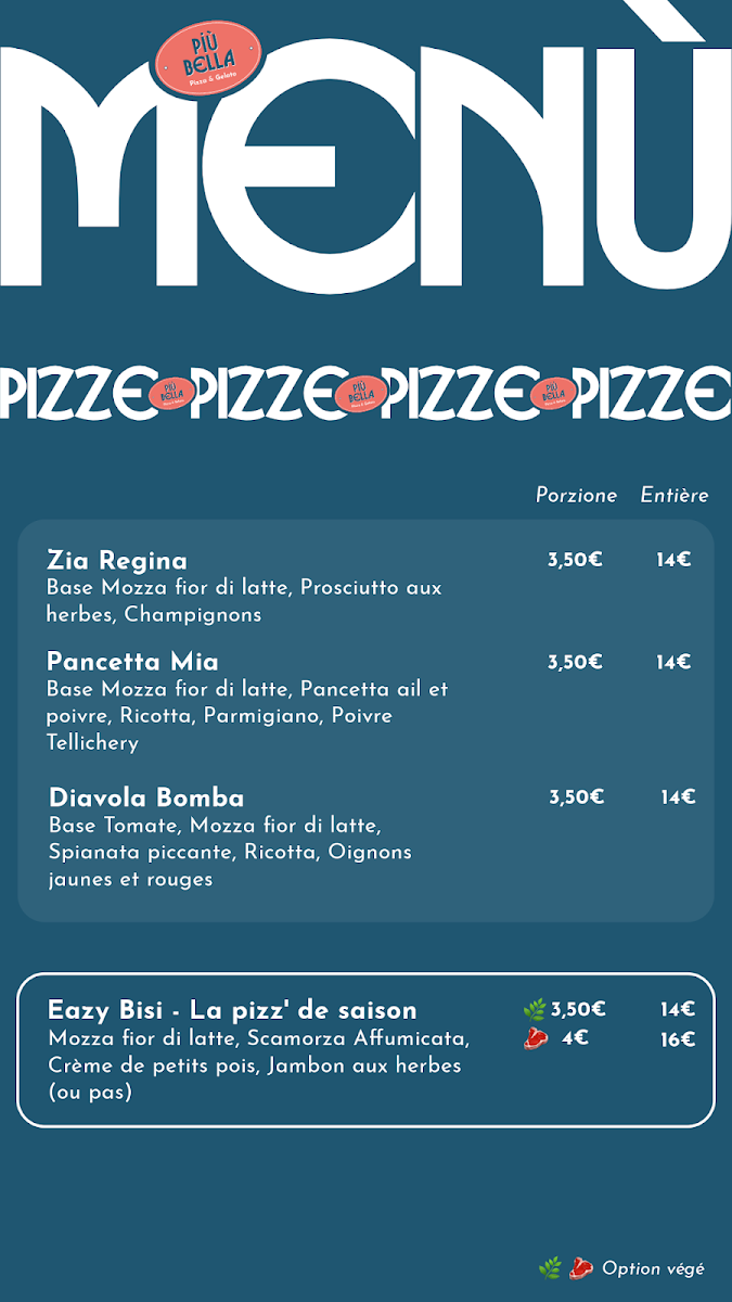 Più Bella Pizza & Gelato Photo Menu 1