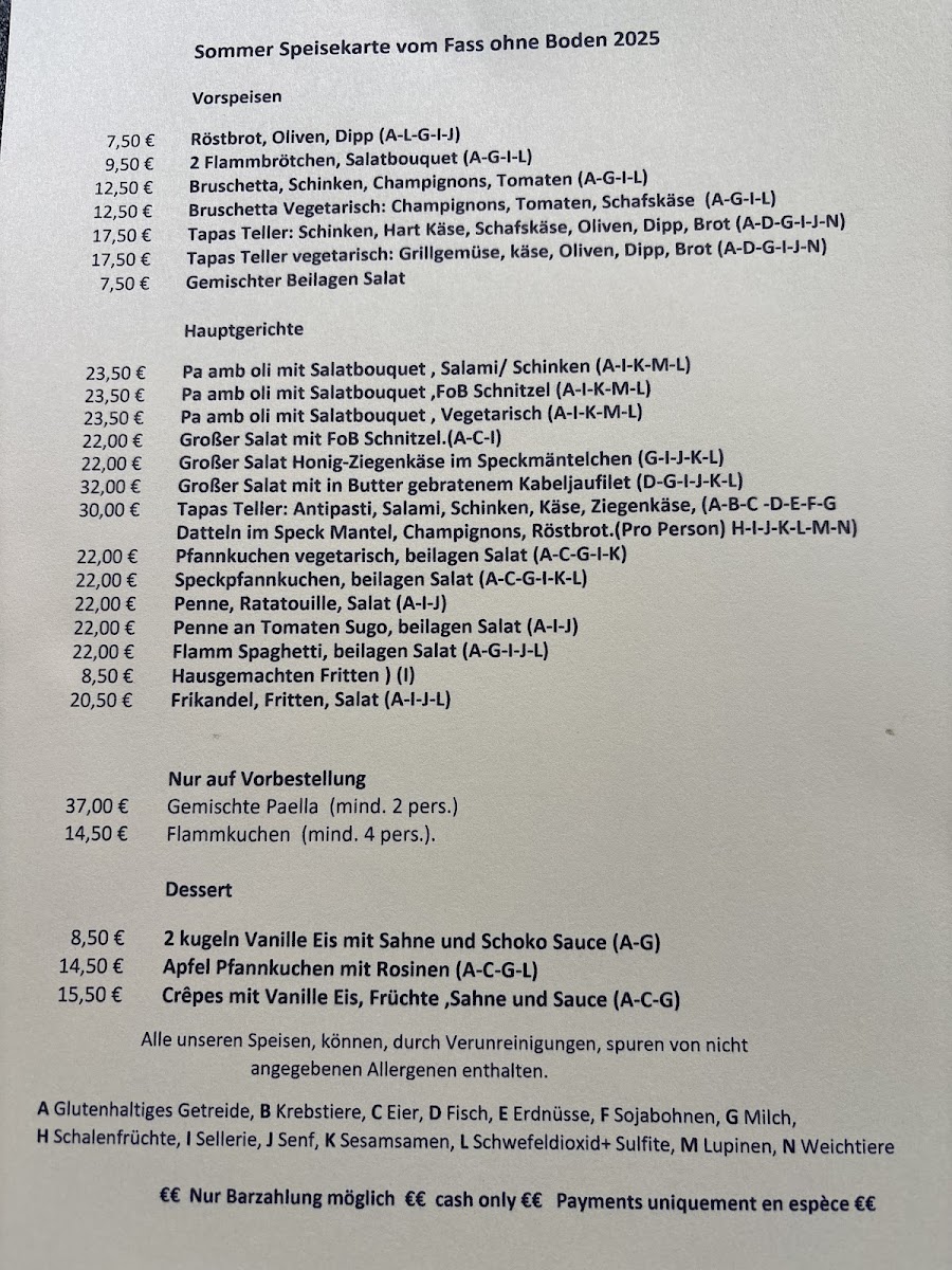 Bistro Fass ohne Boden Photo Menu 1