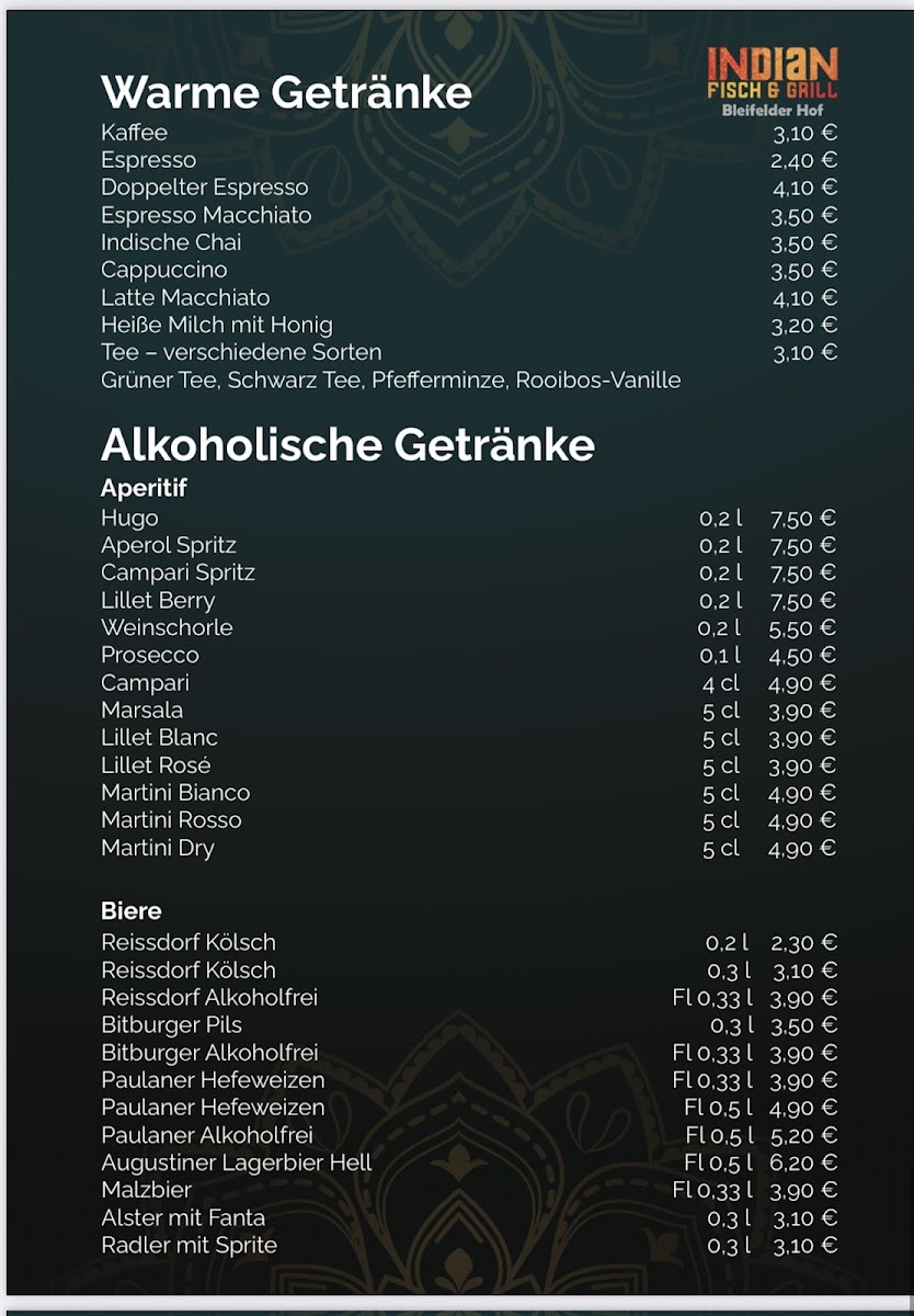 Indian Fisch & Grill Bleifelder Hof Photo Menu 2