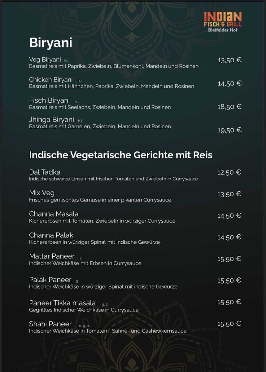 Indian Fisch & Grill Bleifelder Hof Photo Menu 4