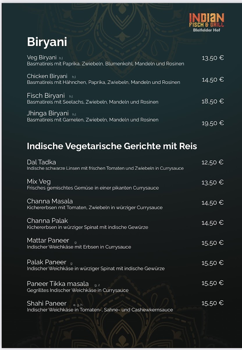 Indian Fisch & Grill Bleifelder Hof Photo Menu 5