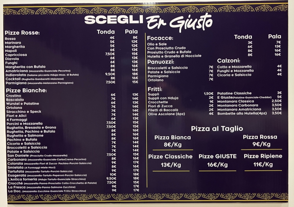 Pizzeria Er Giusto Photo Menu 2