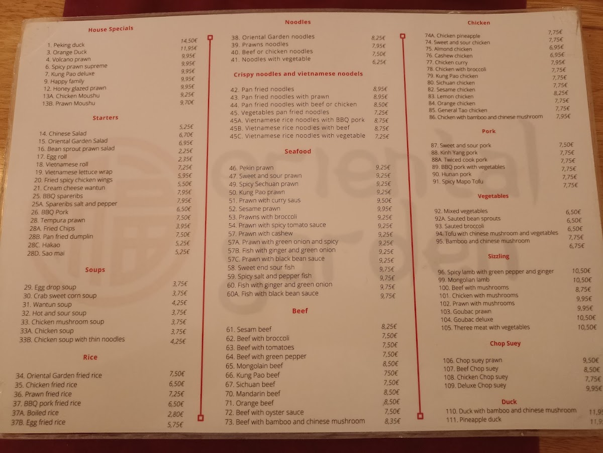Restaurante Oriental Garden Photo Menu 2
