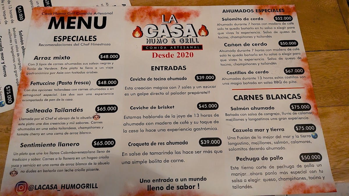 La Casa Humo & Grill Photo Menu 1