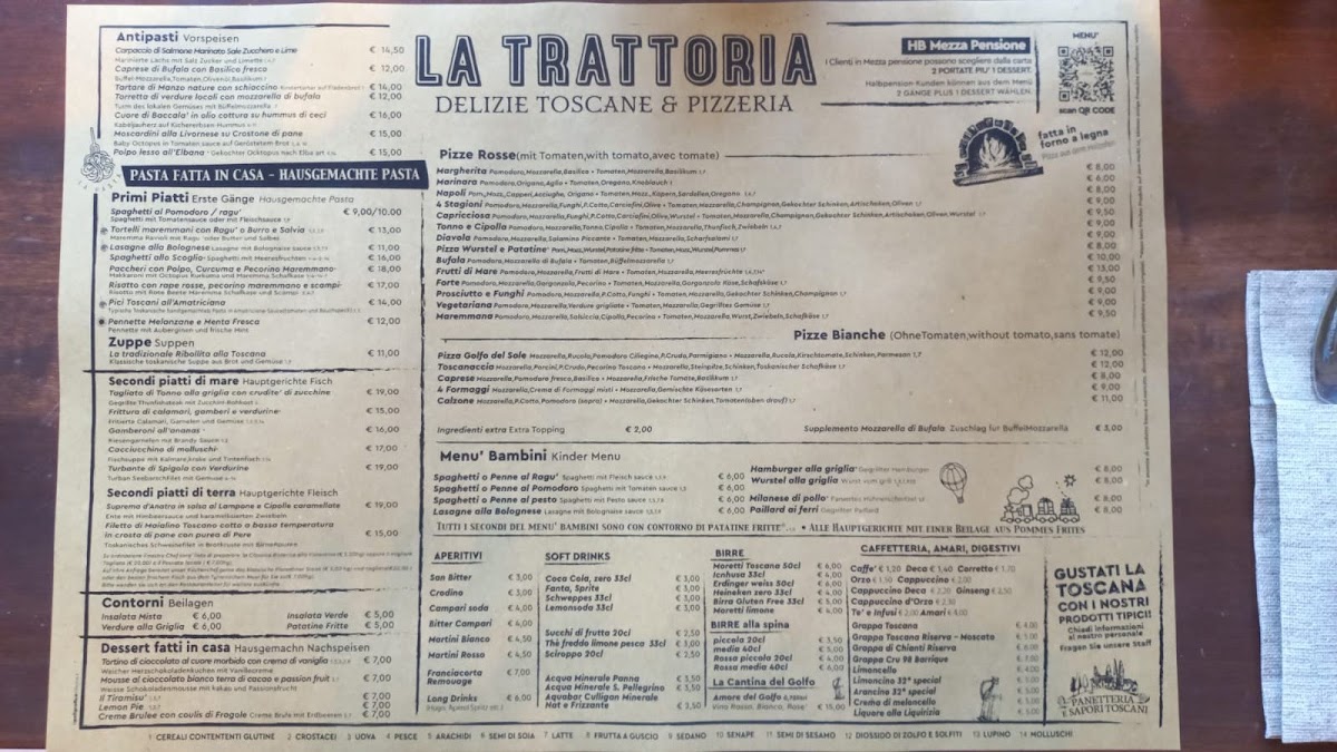Trattoria Photo Menu 1