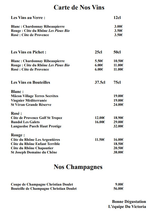 Le Victoria ( Relais de Pacha ) Photo Menu 5
