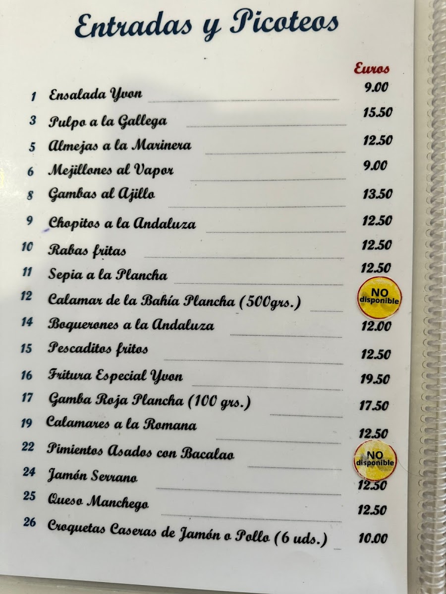 Restaurante Cafeteria Yvon Photo Menu 3