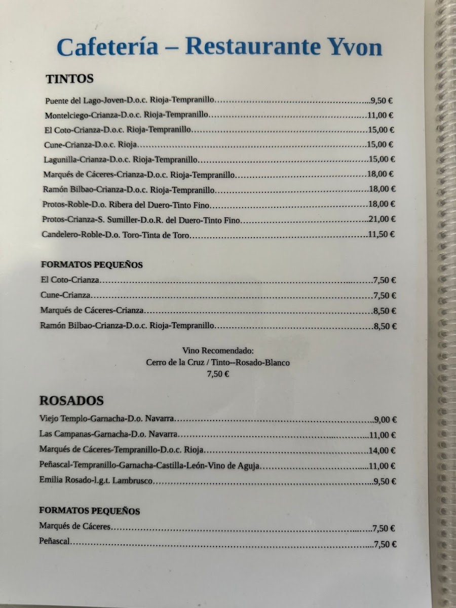 Restaurante Cafeteria Yvon Photo Menu 7